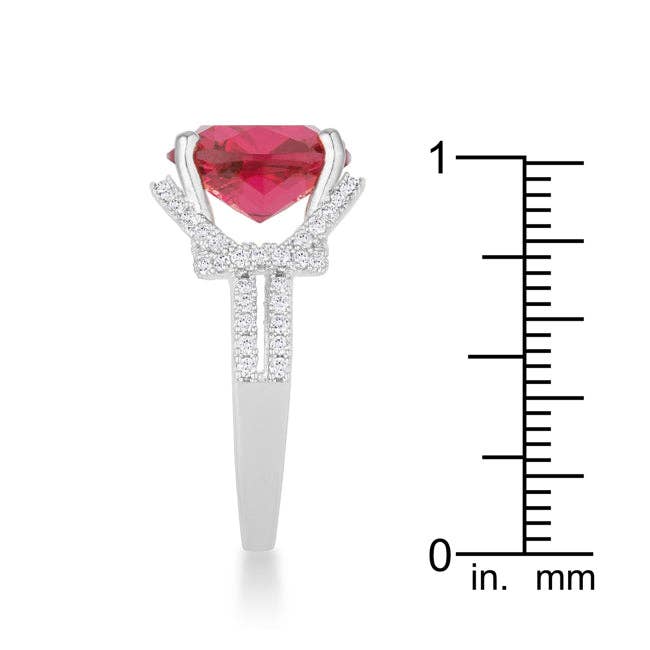 Charlene 6.2ct Ruby CZ Rhodium Classic Statement Ring: 6