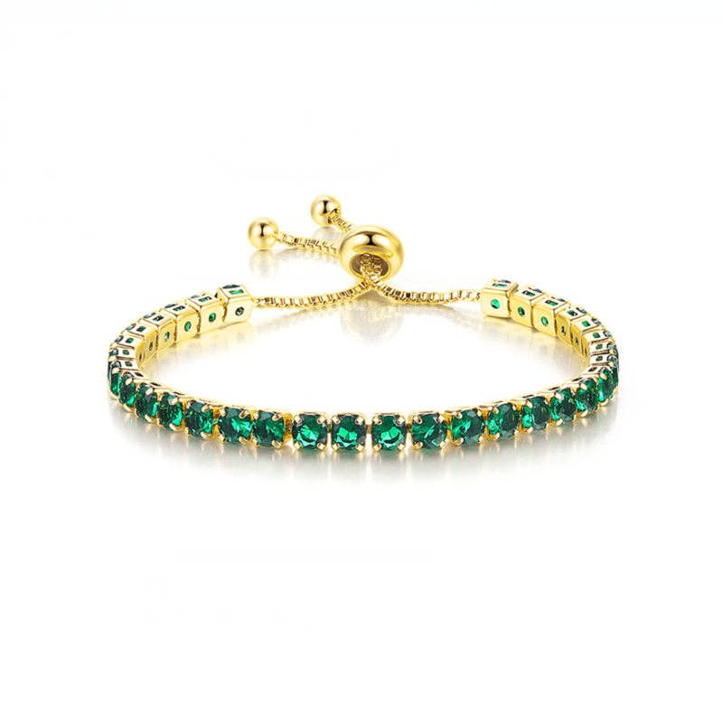 Birthstone Wedding Tennis Bracelet in Solid Copper: Silver / Colorless