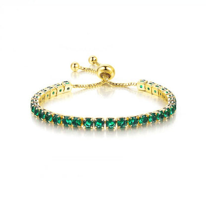 Birthstone Wedding Tennis Bracelet in Solid Copper: Silver / Colorless