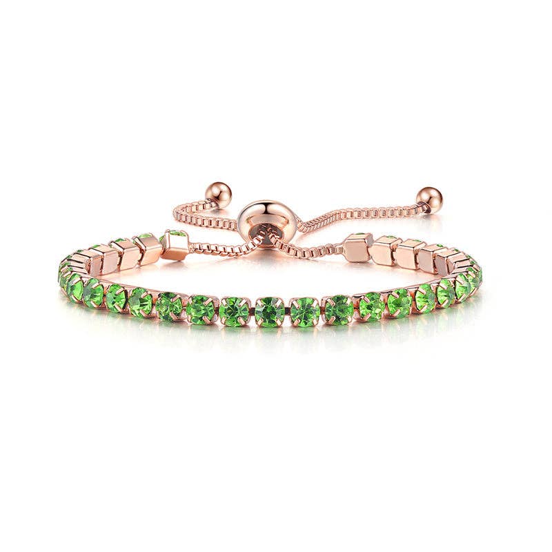 Birthstone Wedding Tennis Bracelet in Solid Copper: Silver / Colorless