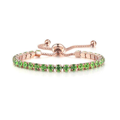 Birthstone Wedding Tennis Bracelet in Solid Copper: Silver / Colorless
