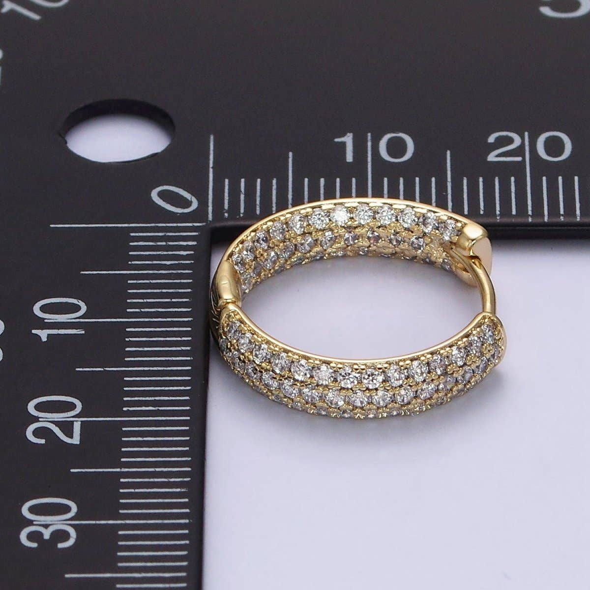 14K Gold Filled Clear Micro Paved CZ Front-Facing 18mm Hoop Earrings | AD-428