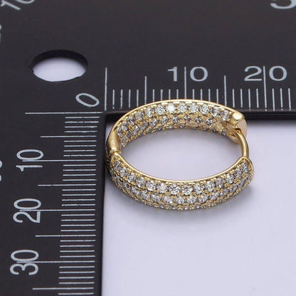 14K Gold Filled Clear Micro Paved CZ Front-Facing 18mm Hoop Earrings | AD-428