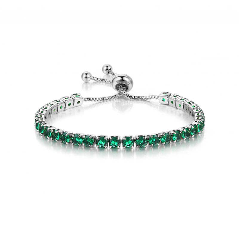 Birthstone Wedding Tennis Bracelet in Solid Copper: Silver / Colorless