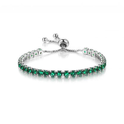 Birthstone Wedding Tennis Bracelet in Solid Copper: Silver / Colorless