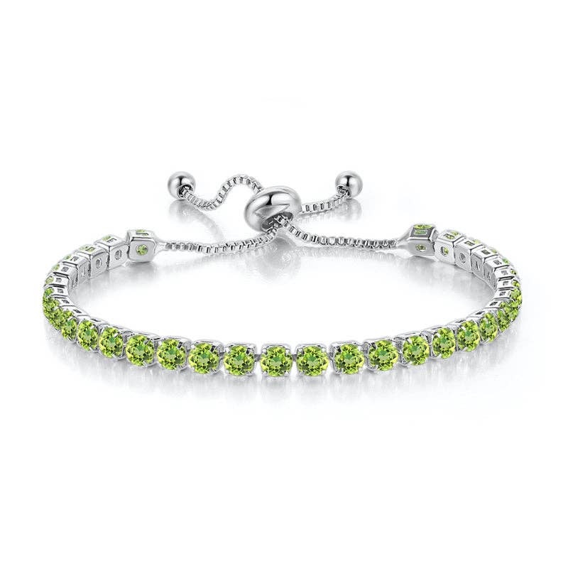 Birthstone Wedding Tennis Bracelet in Solid Copper: Silver / Colorless