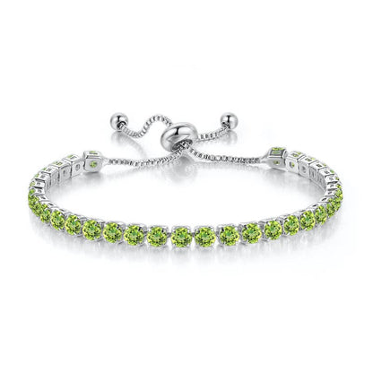 Birthstone Wedding Tennis Bracelet in Solid Copper: Silver / Colorless