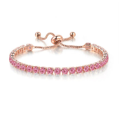 Birthstone Wedding Tennis Bracelet in Solid Copper: Silver / Colorless