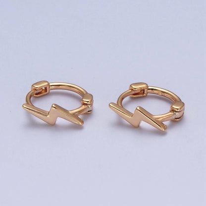 Minimalist Lightning Bolt Huggie Hoop Earrings P-410