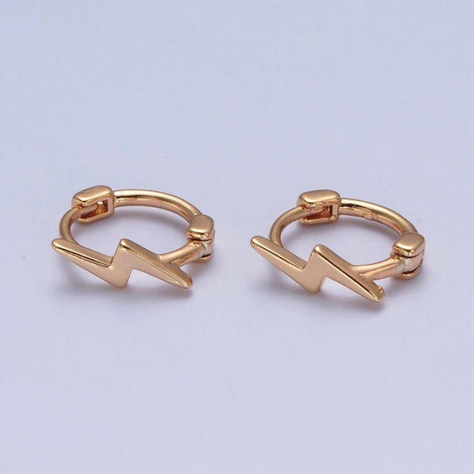 Minimalist Lightning Bolt Huggie Hoop Earrings P-410